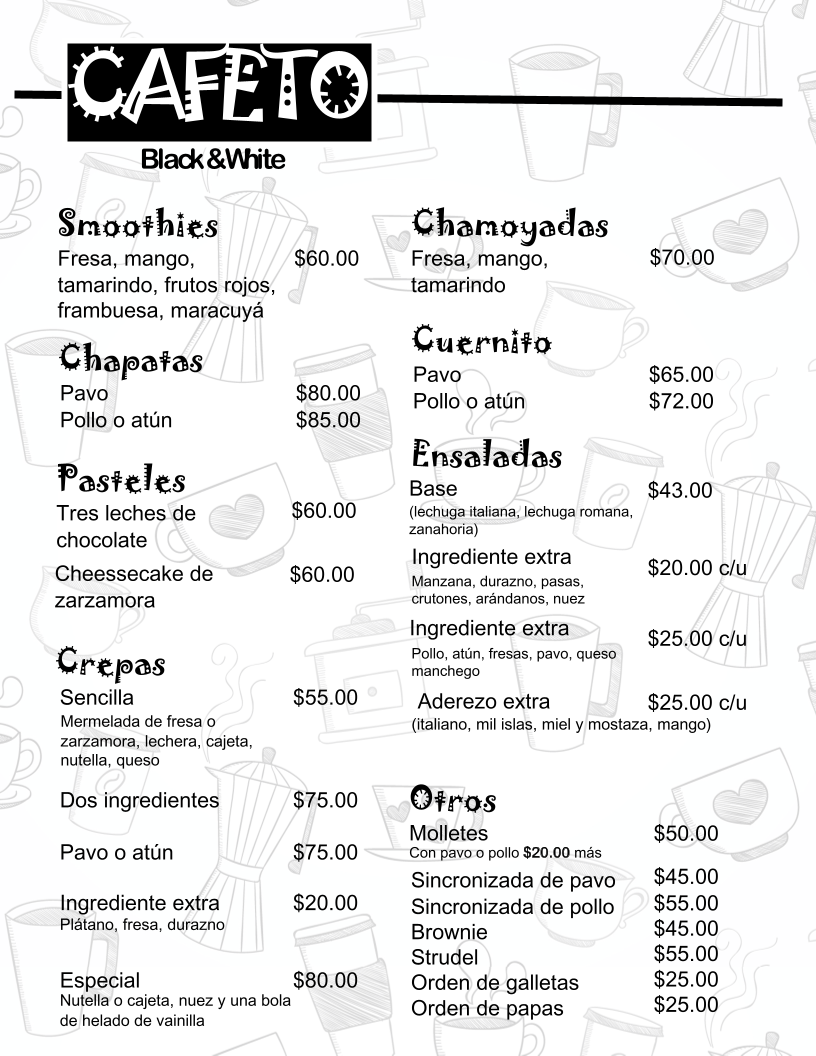 Cafeto Black & White Menu - Image 3
